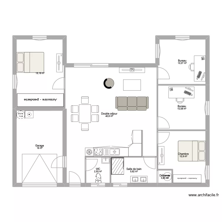 Plan Léo et Alex v.2 meubles. Plan de 9 Pièces et 112 m² Plan Léo et Alex v.2 meubles. Plan de 9 Pièces et 112 m²
