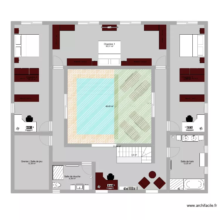 Maison Romaine avec &eacute;tage 3. Plan de 