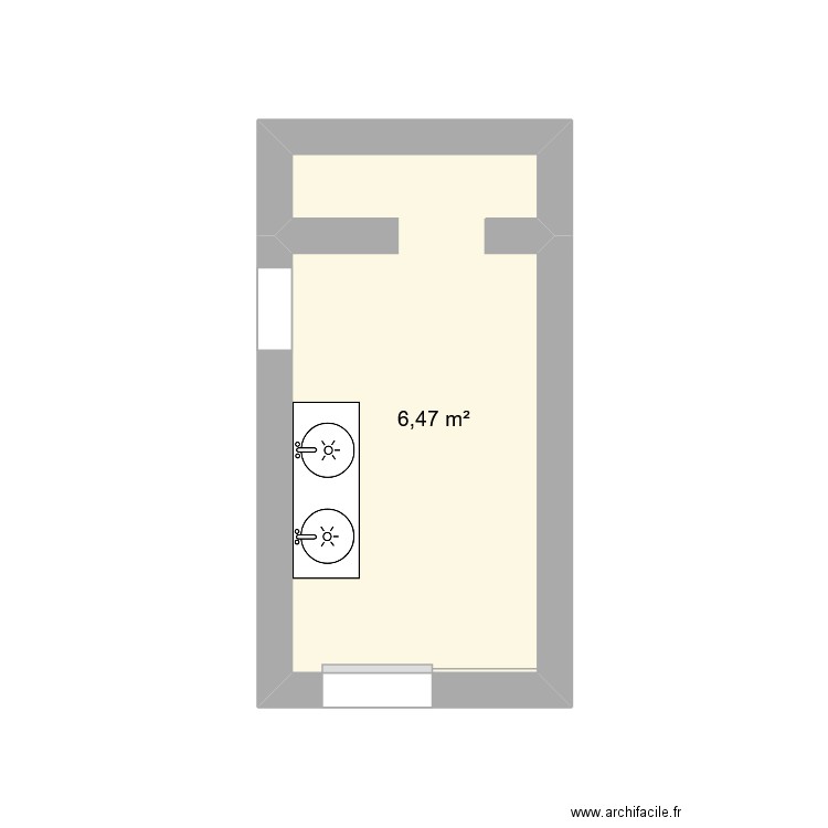 sdb. Plan de 1 pièce et 6 m2