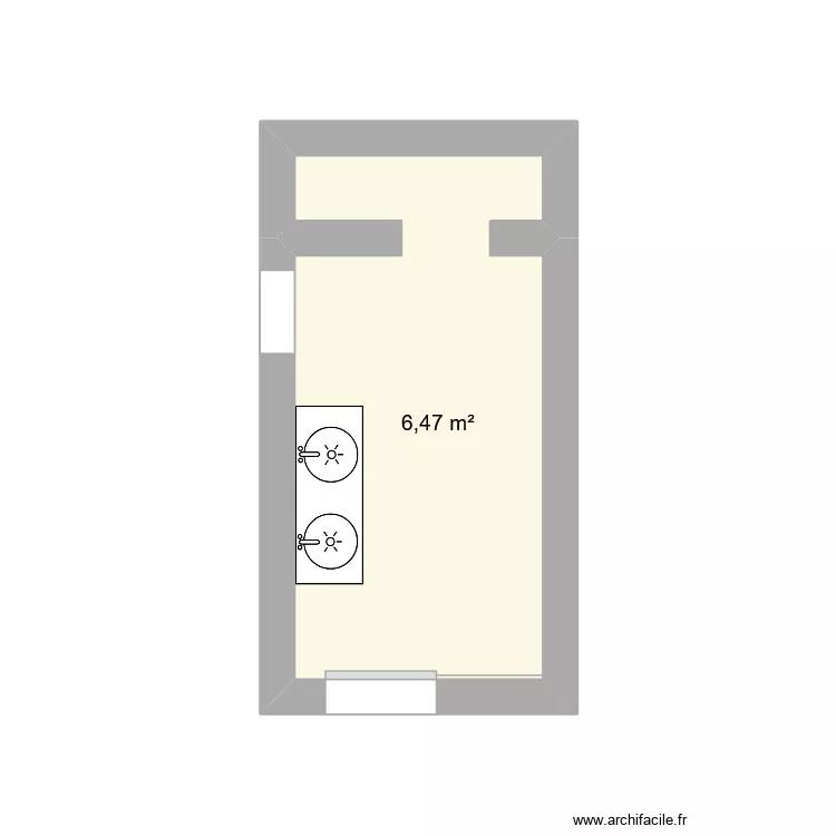 sdb. Plan de 1 pièce et 6 m²
