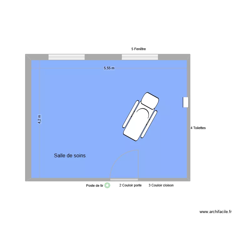 31166 Salle de soins. Plan de 1  et 23 m²