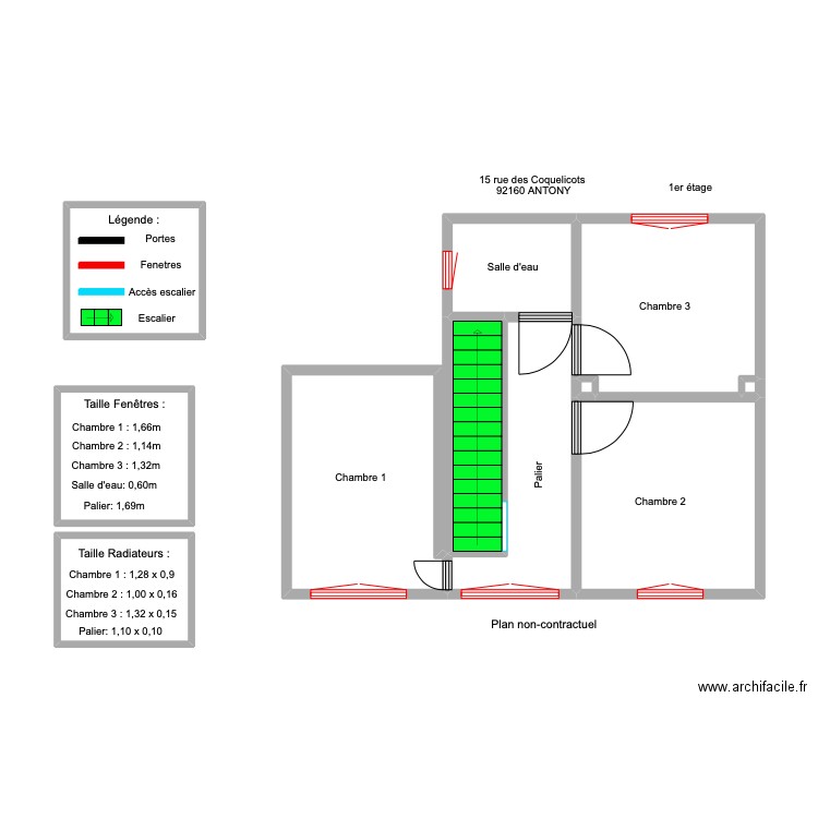 1 er étage PHILIPPE sans mesure . Plan de 11 pièces et 55 m2