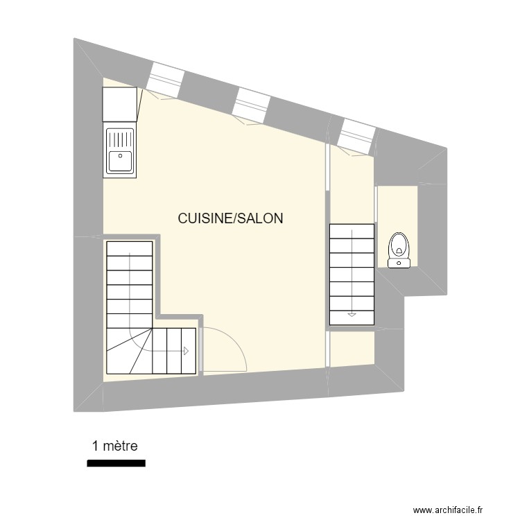 Carmes 12 - R+1. Plan de 4 pièces et 22 m2