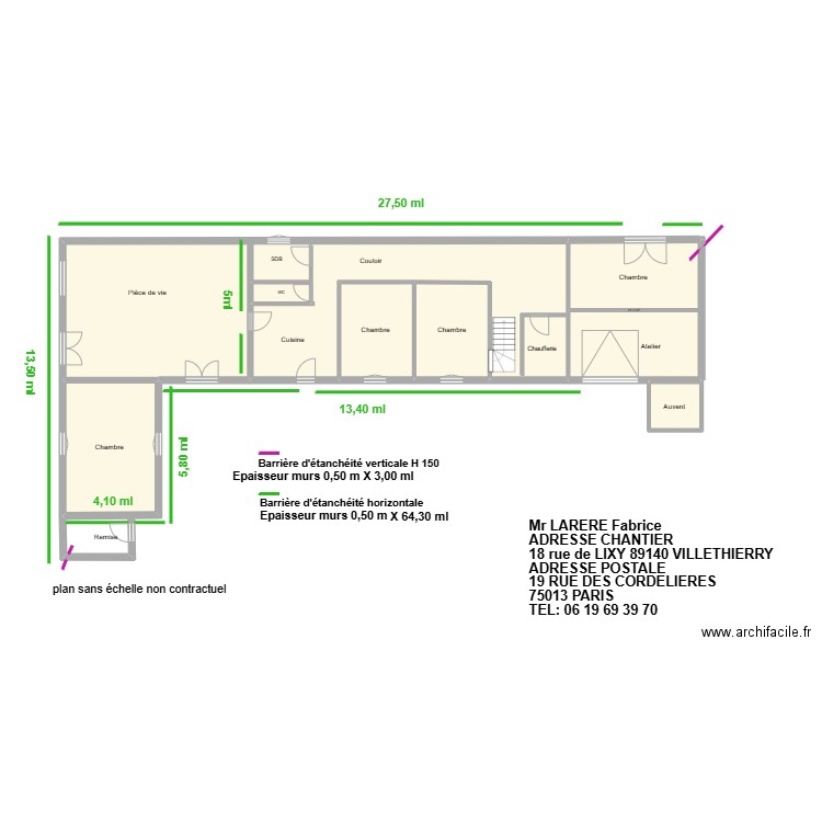 LARERE VILLE THIERRY. Plan de 7 pièces et 175 m2