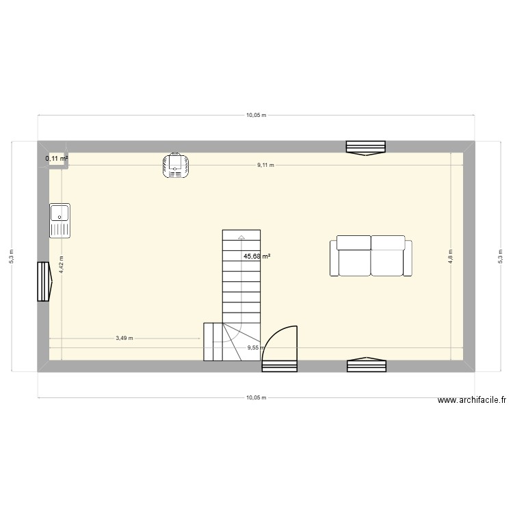 IZARD ANNE-MARIE. Plan de 6 pièces et 91 m2