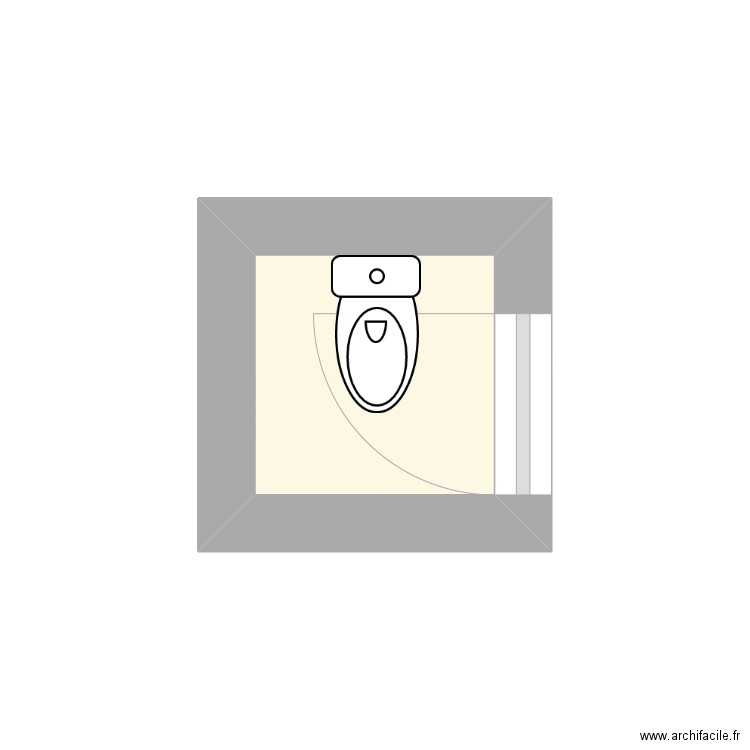 wc actuel 2. Plan de 1 pièce et 1 m2