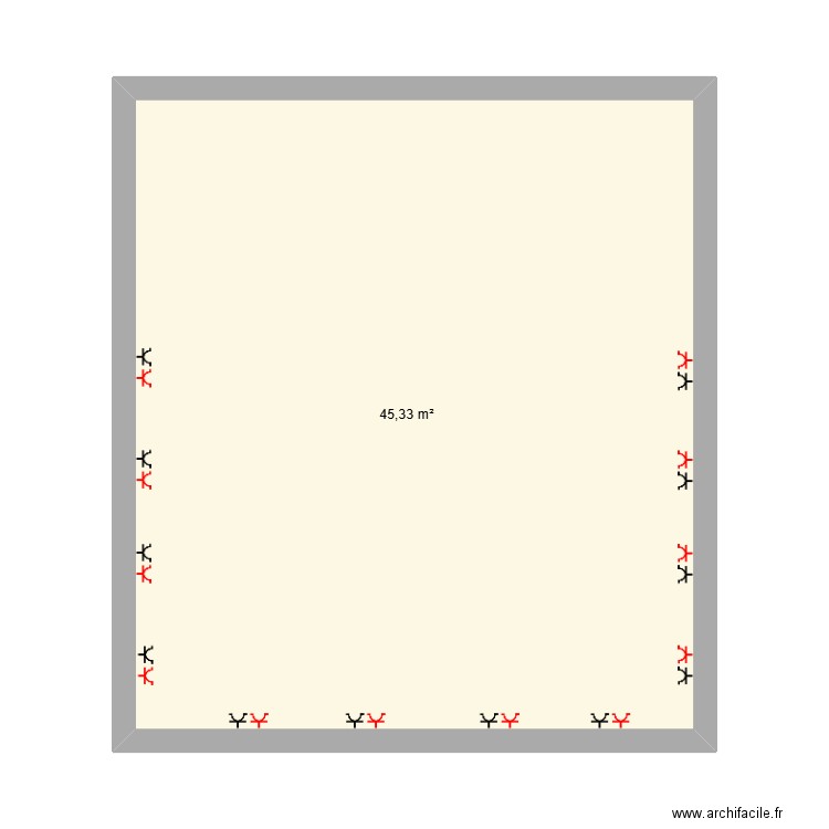 schéma architectural prisses double simple prisses double ondulé. Plan de 1 pièce et 45 m2