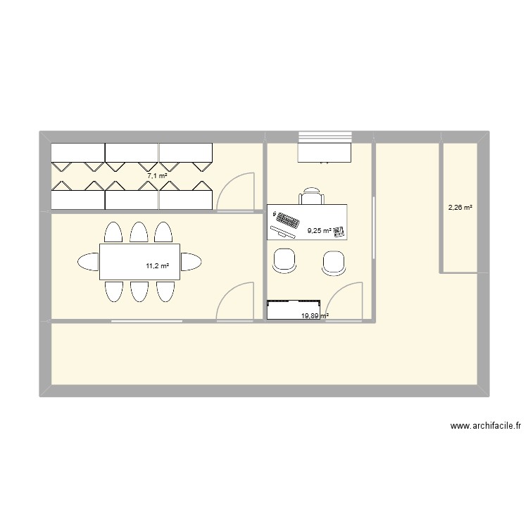 Etage STJ. Plan de 5 pièces et 50 m2