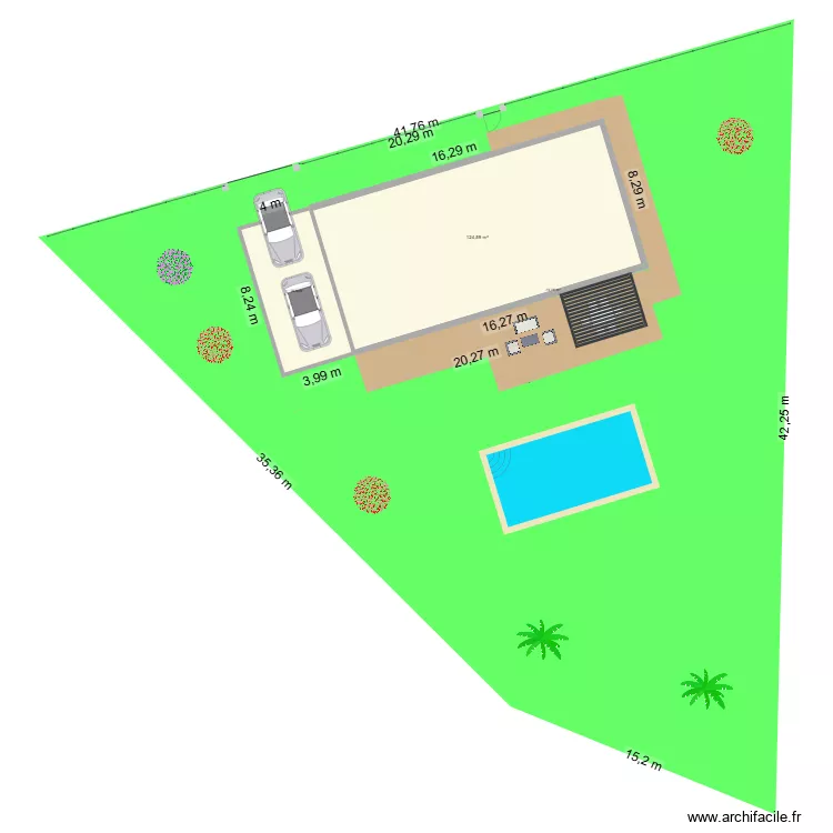 PARCELLE 2. Plan de 2 Pièces et 155 m²