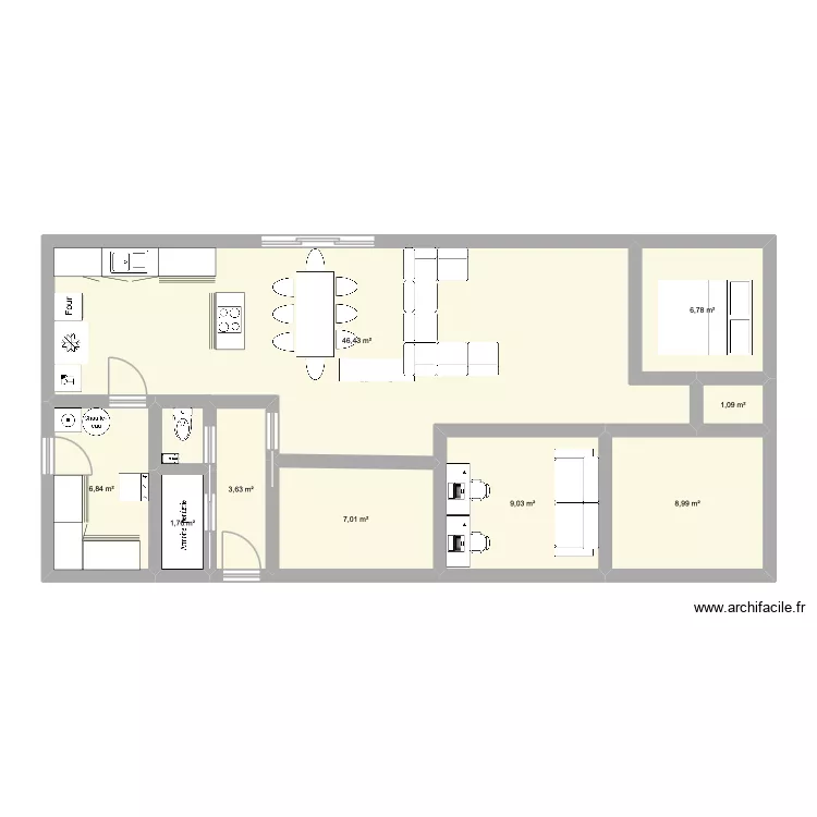 Maison. Plan de 9  et 92 m²