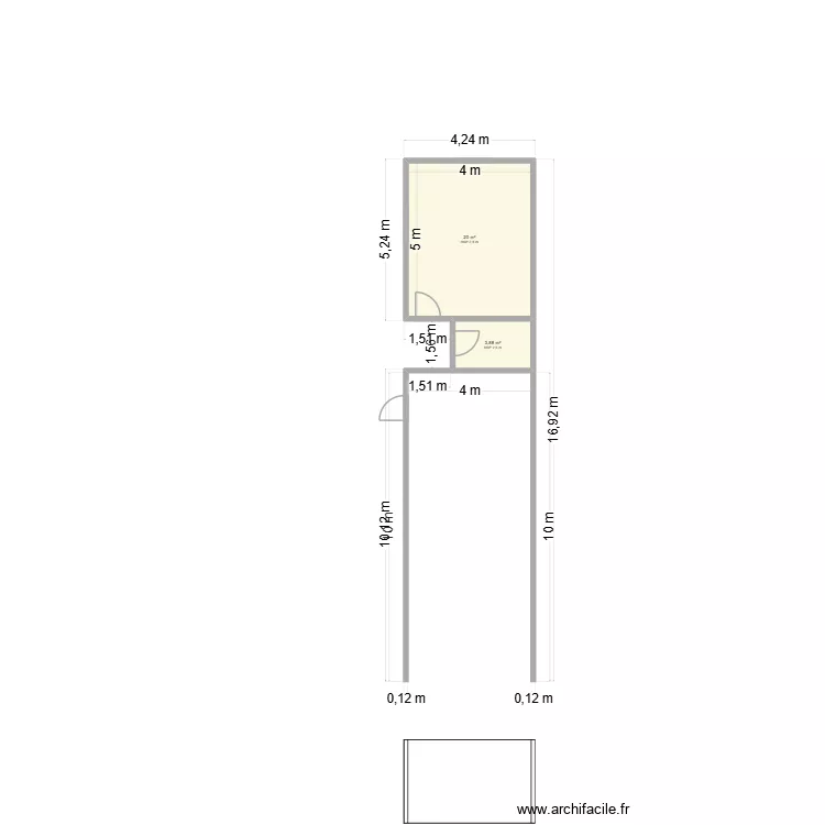 D&eacute;pendance Blitta2. Plan de 2  et 24 m²