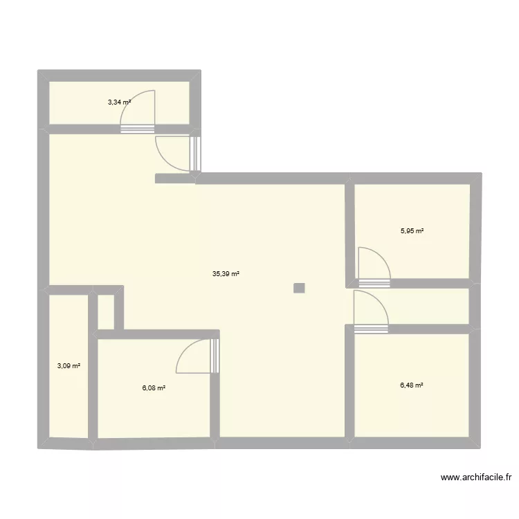 Galieni-2. Plan de 6  et 60 m²