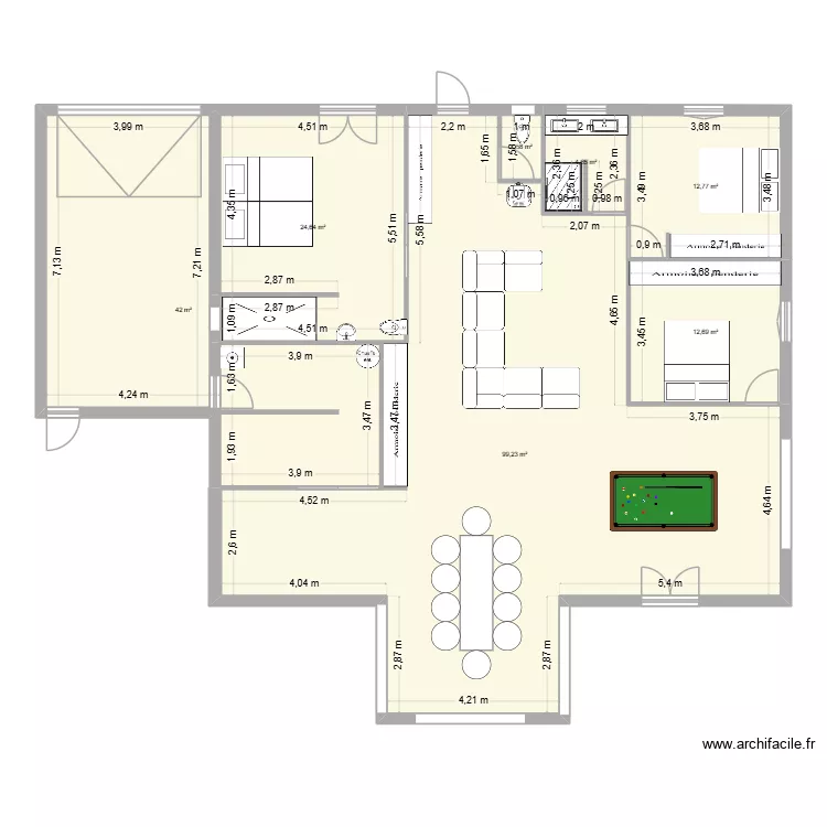 projet 2. Plan de 7  et 198 m²