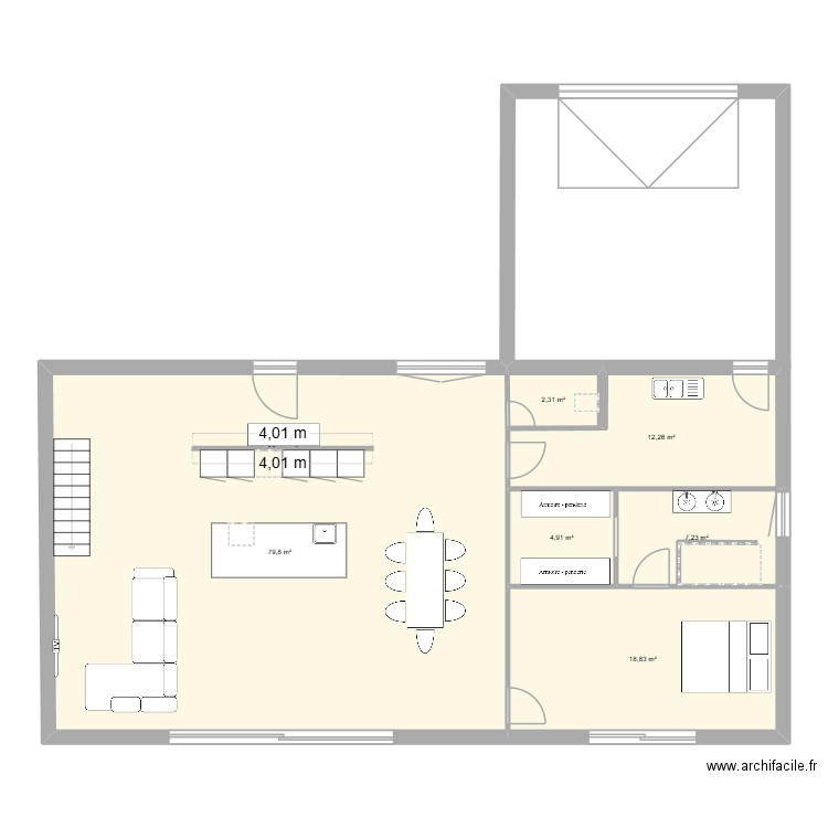 rez maison. Plan de 6 pièces et 125 m2
