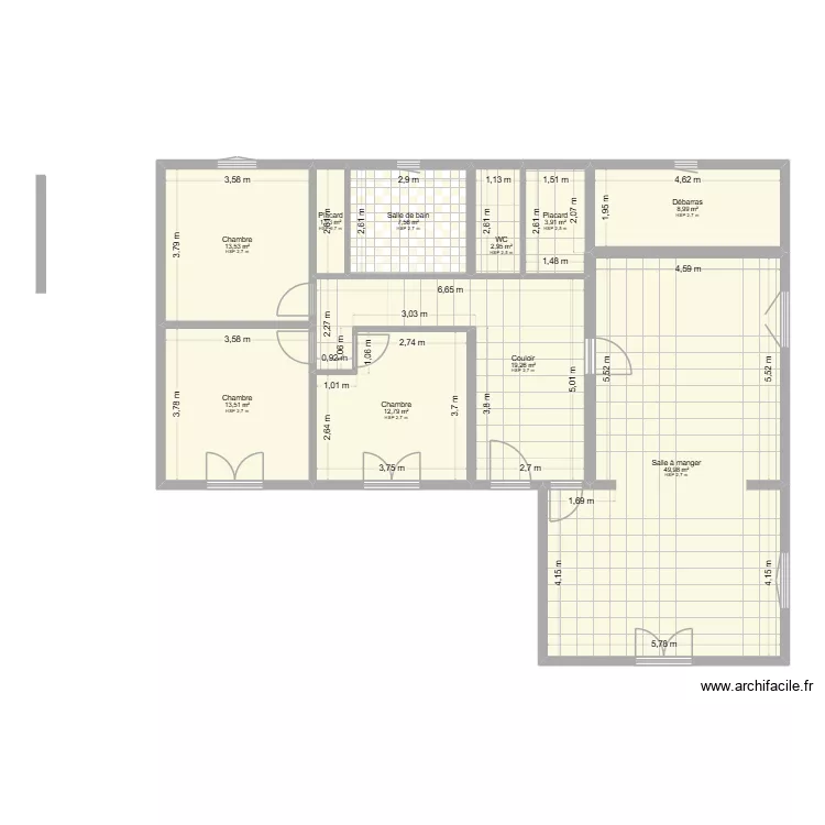 MAISON 1. Plan de 10 pièces et 134 m²