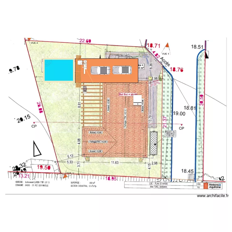 GARAGE. Plan de 1  et 35 m²