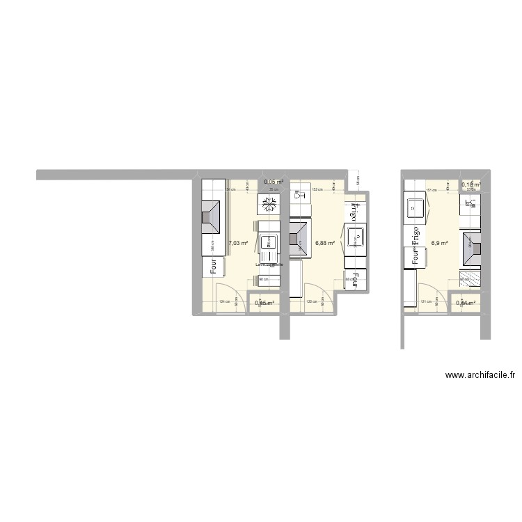 Cuisine 20250517. Plan de 7 pièces et 22 m2