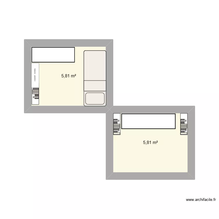 Chambre Gaming. Plan de 2 Pièces et 12 m² Chambre Gaming. Plan de 2 Pièces et 12 m²