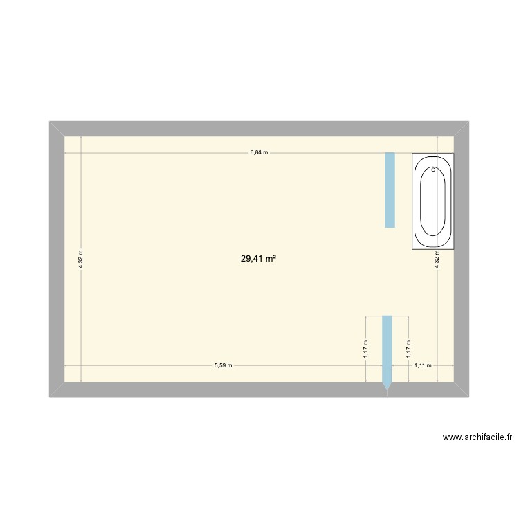Dépendance -  Séjour. Plan de 1 pièce et 29 m2