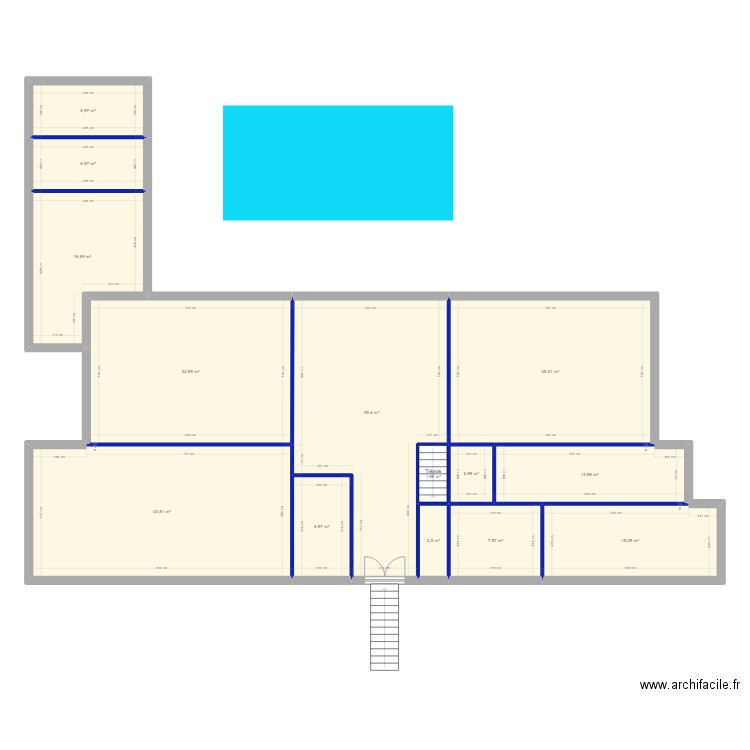 ROUTEAU. Plan de 14 pièces et 231 m2