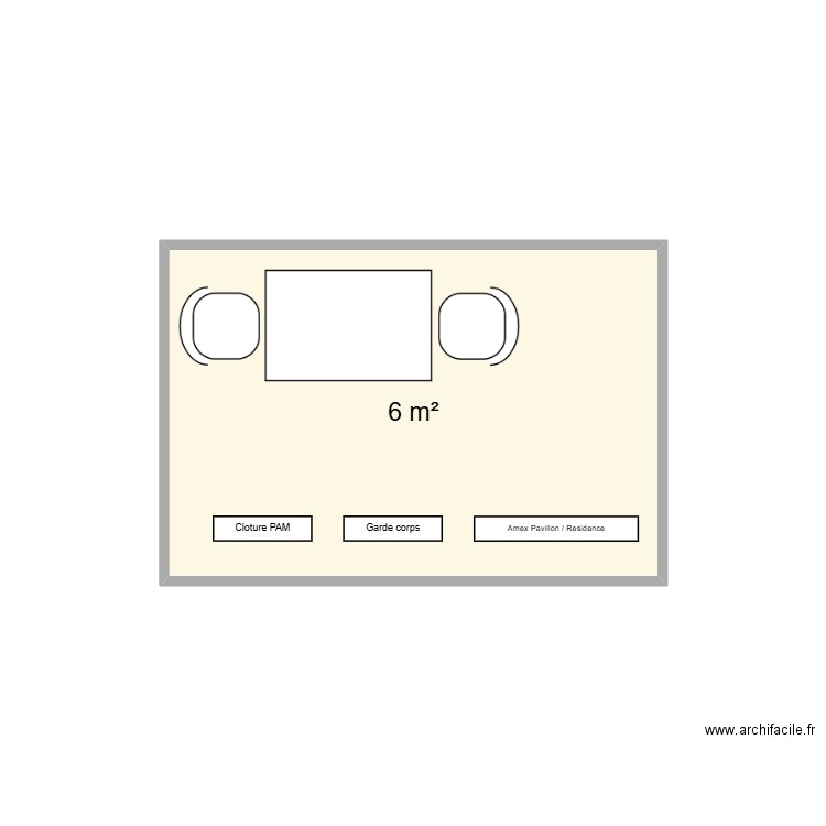 Gedimat. Plan de 1 pièce et 6 m2