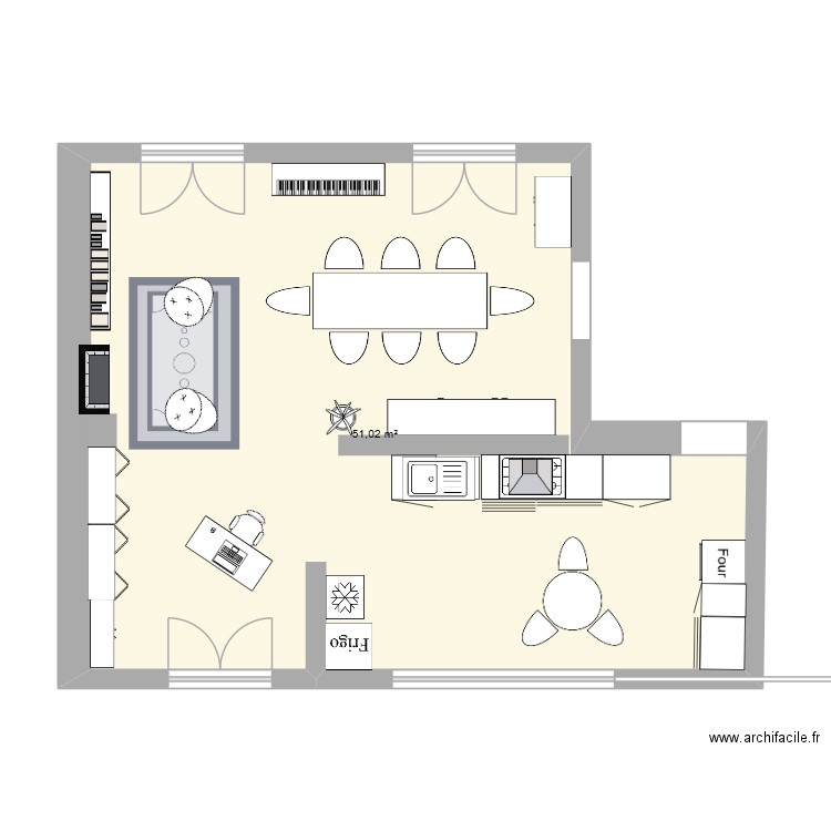 plan1. Plan de 1 pièce et 51 m2