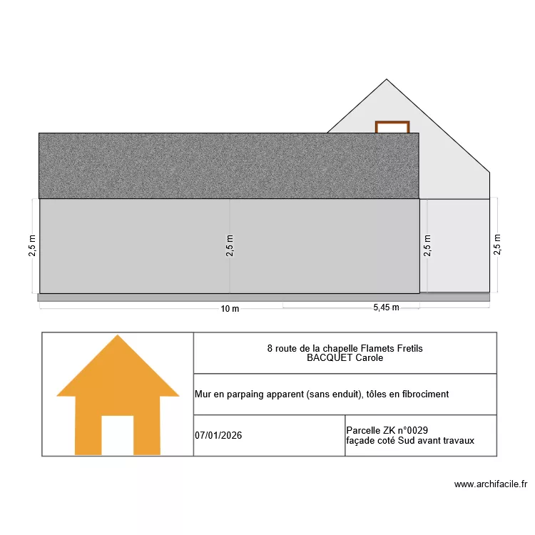 DP4 - Fa&ccedil;ade SUD - &Eacute;tat Initial. Plan de 