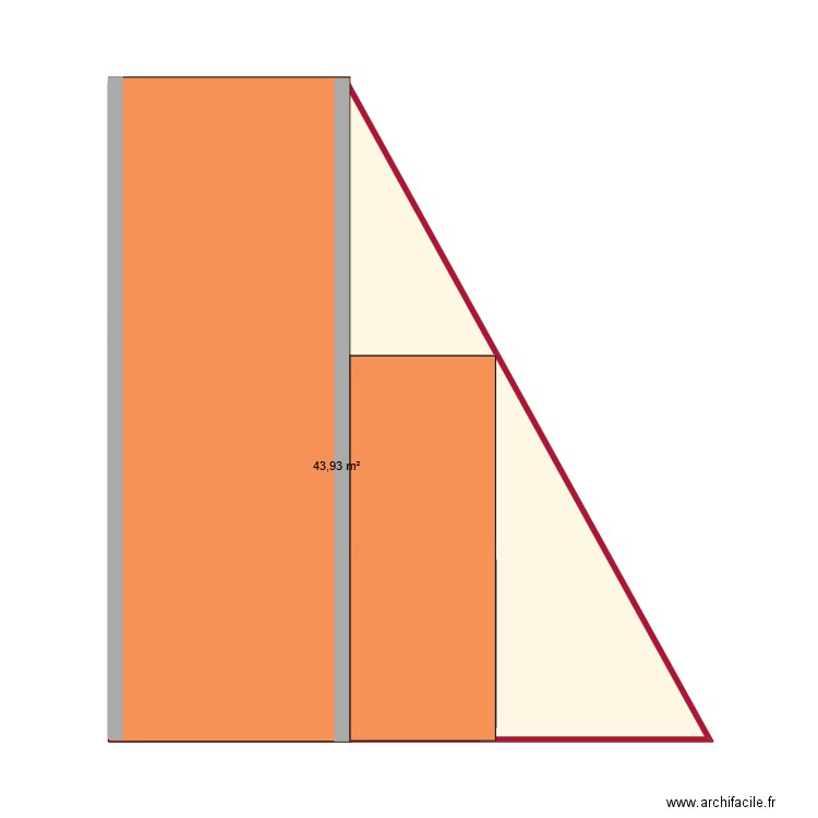 garage. Plan de 1 pièce et 44 m2