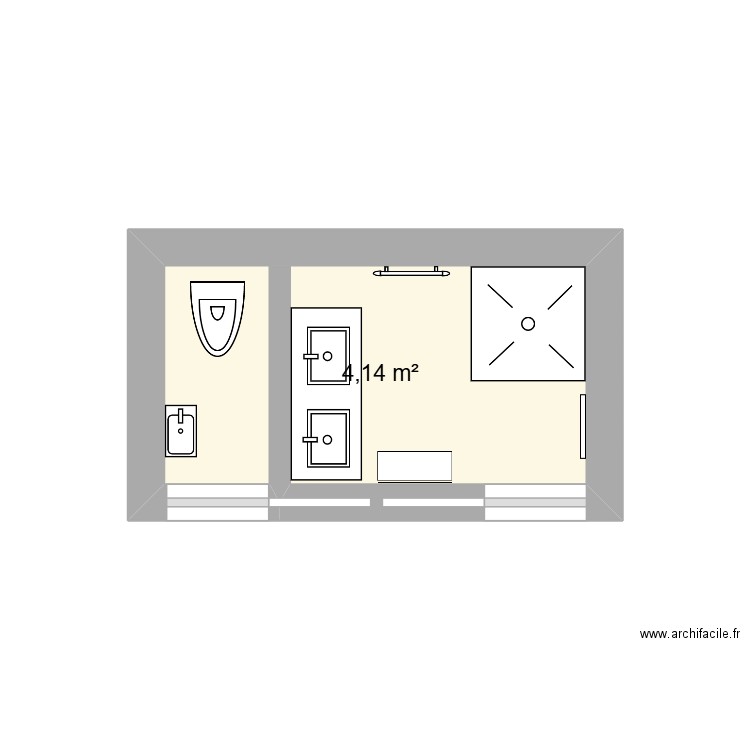 sdb2. Plan de 1 pièce et 4 m2