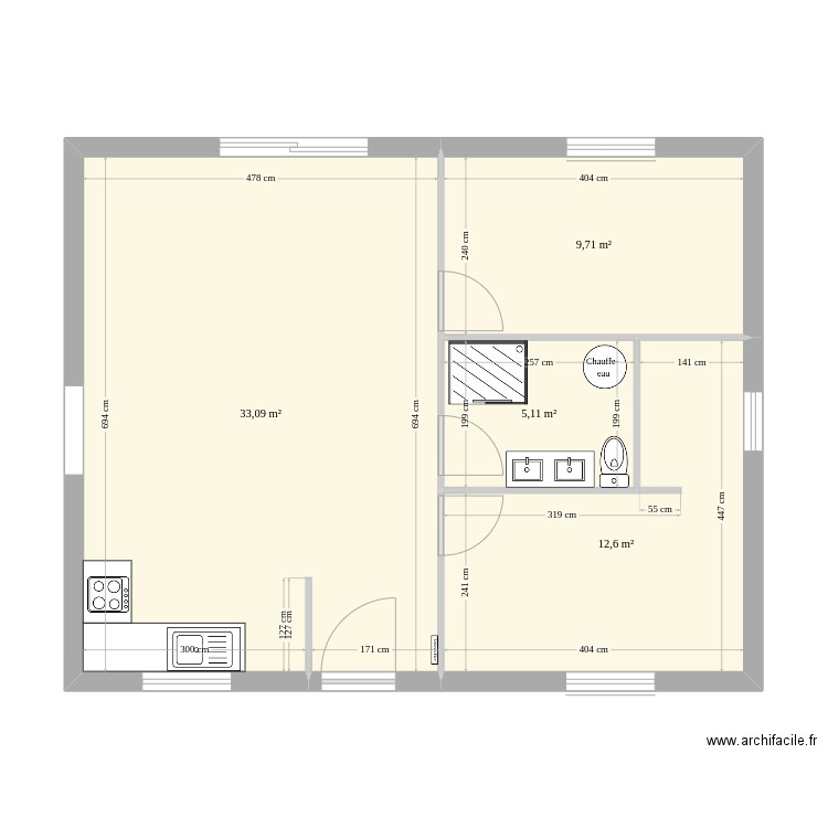 maison60_NA. Plan de 4 pièces et 61 m2