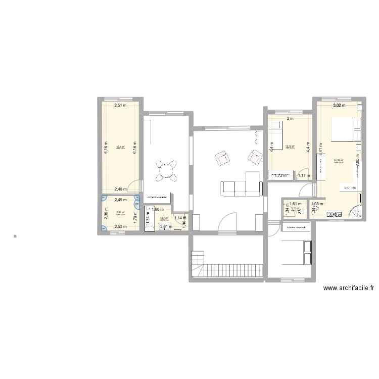 Appartement. Plan de 4 pièces et 48 m2