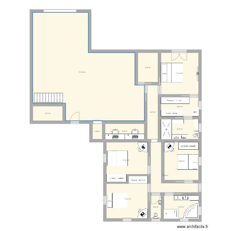 Plan maison V1. Plan de 0 pièce et 0 m2