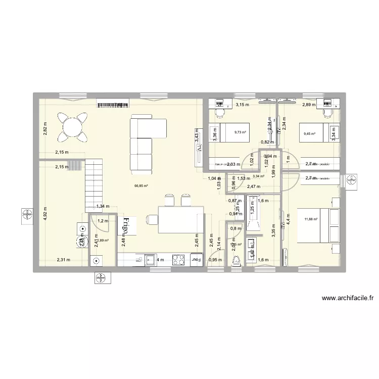 Ndella et Apo VO. Plan de 7  et 106 m²
