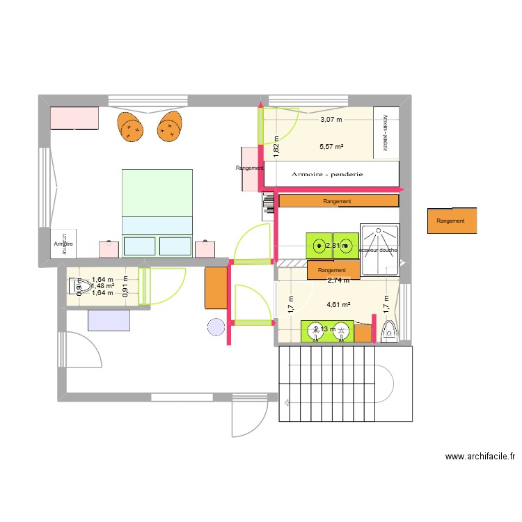 Maison feg V2. Plan de 3 pièces et 12 m2
