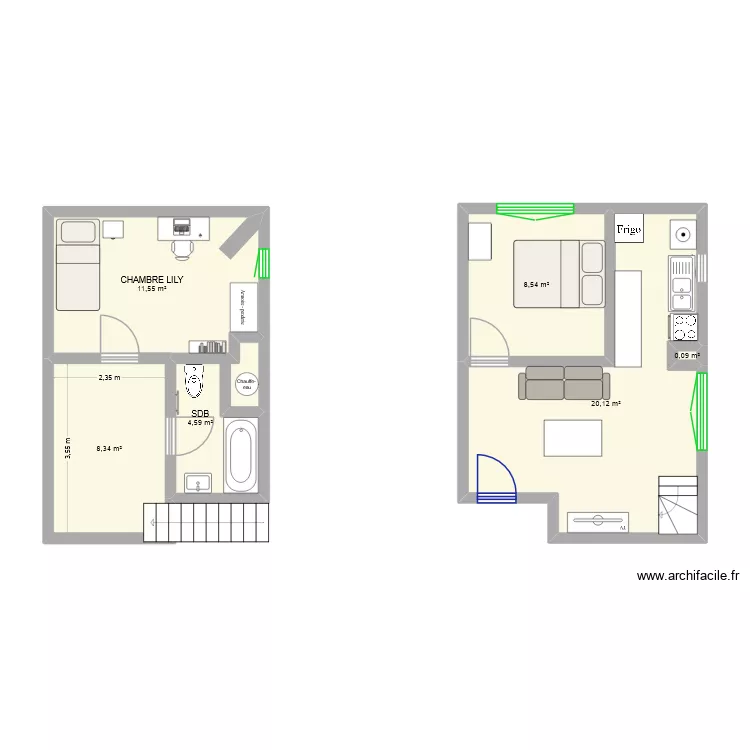 50 B route de la forge Bellignat 01. Plan de 6  et 53 m²