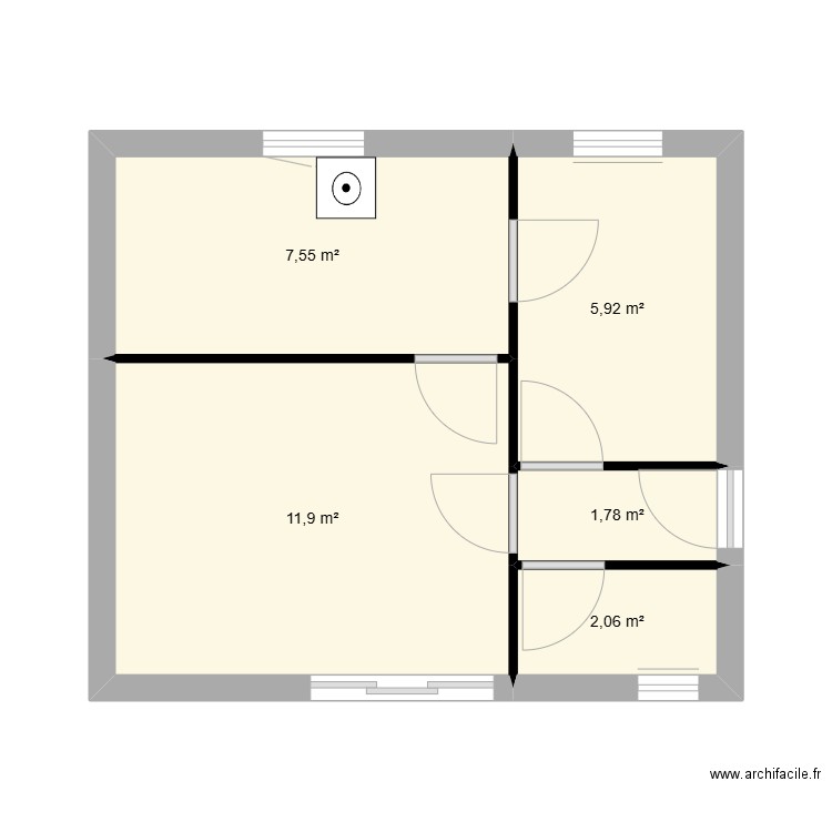 base. Plan de 5 pièces et 29 m2