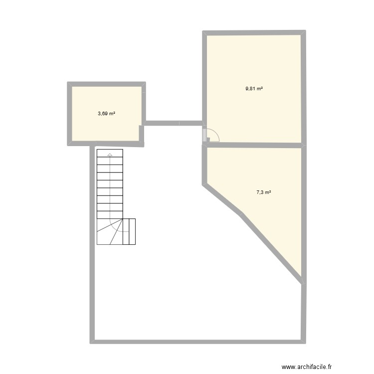 app. Plan de 3 pièces et 21 m2