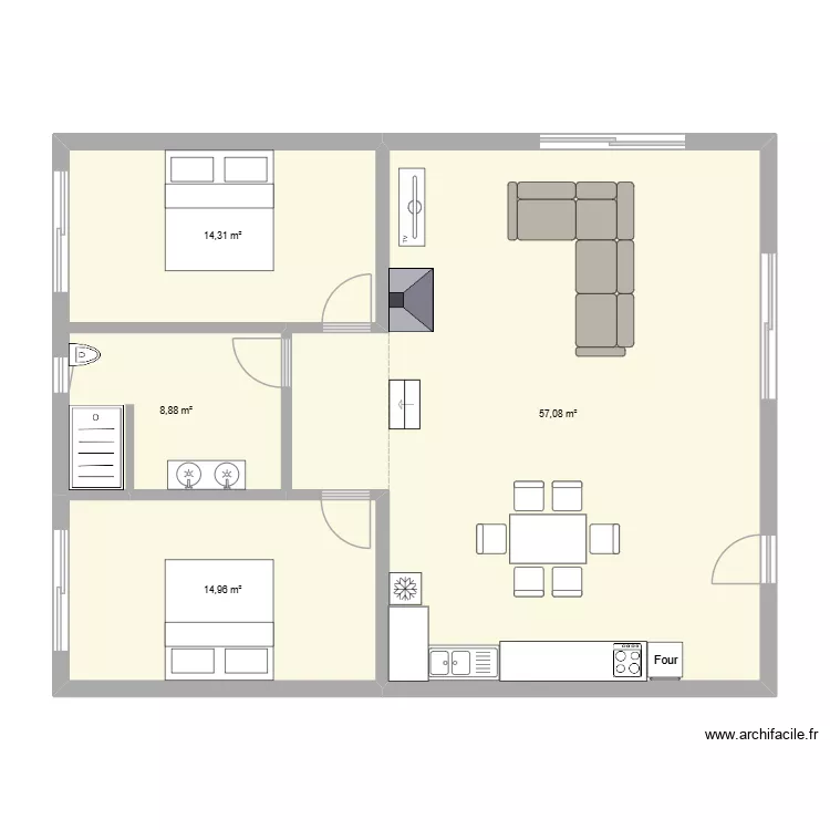 Maison Marie. Plan de 4  et 95 m²