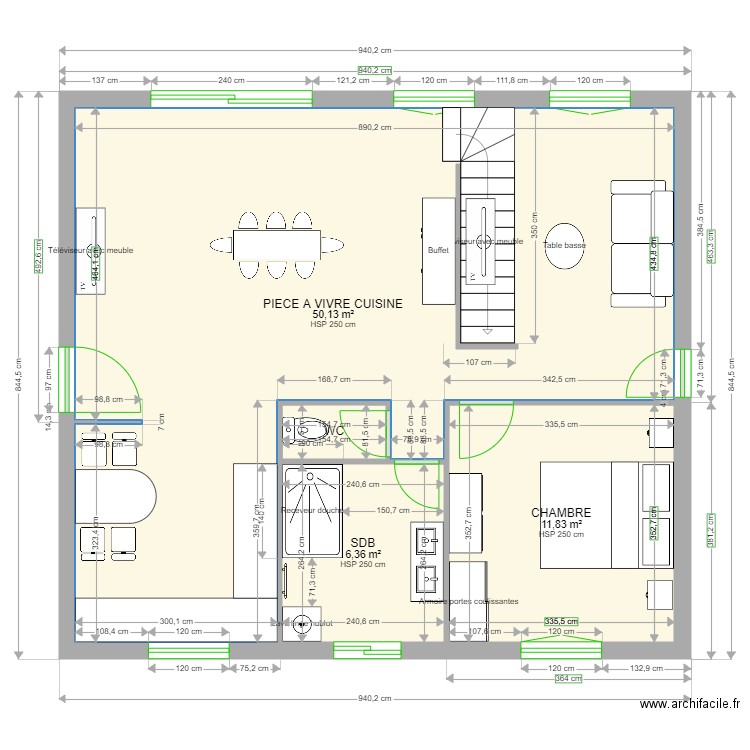 PALU 2. Plan de 4 pièces et 70 m2