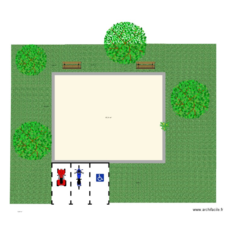 ghm. Plan de 1 pièce et 97 m2