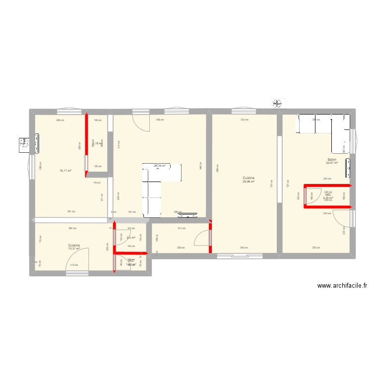 Castelnau rdc clim et canap. Plan de 9 pièces et 116 m2