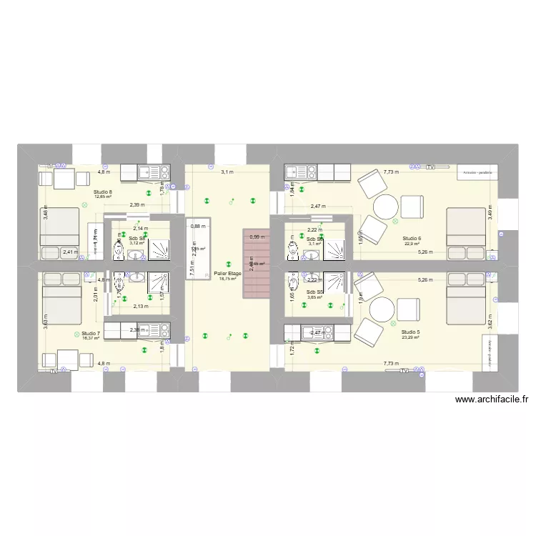 Maison Boulet RDZ 1. Plan de 18 et 221 m² Maison Boulet RDZ 1. Plan de 18 et 221 m²