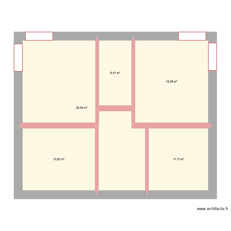 Pidhorodne. Plan de 5 pièces et 77 m2