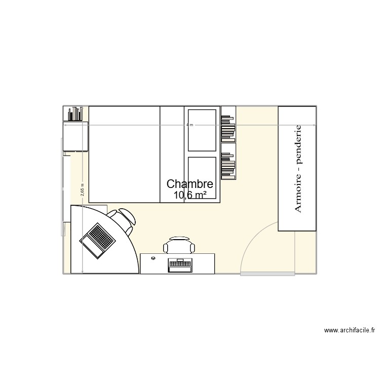 CHAMBRE. Plan de 1 pièce et 11 m2