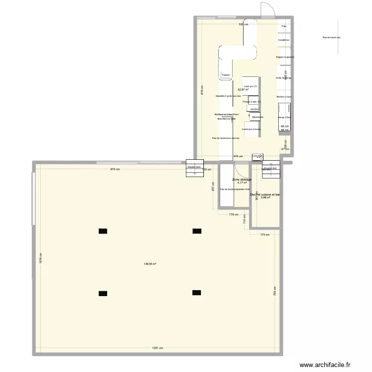 Plan basse Chico s et bar version 1 avec poteau. Plan de 