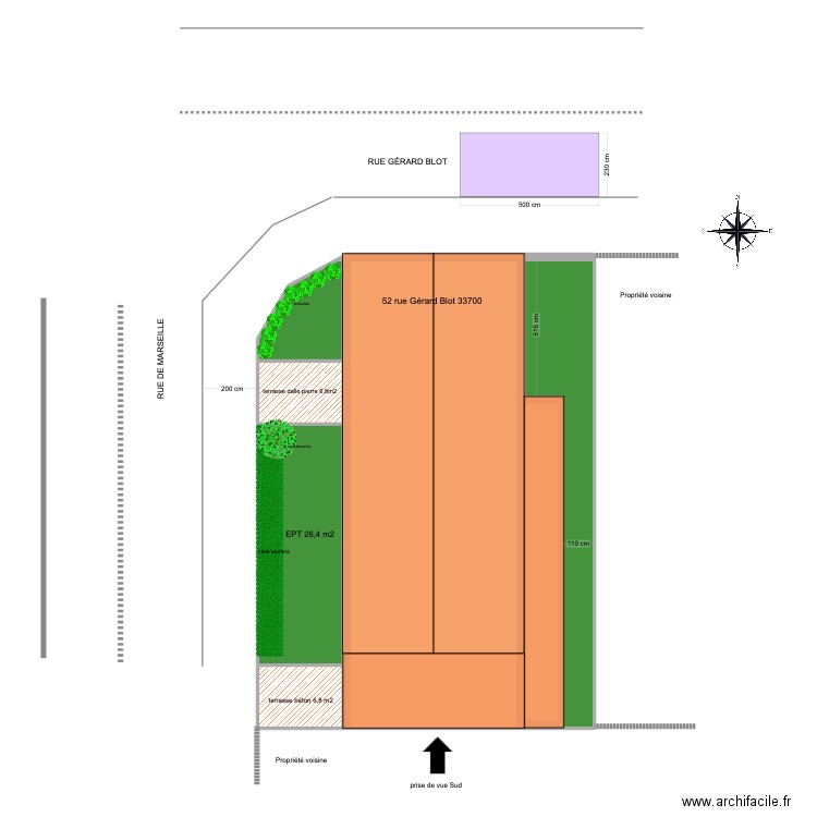 stationnement. Plan de 7 pièces et 190 m2