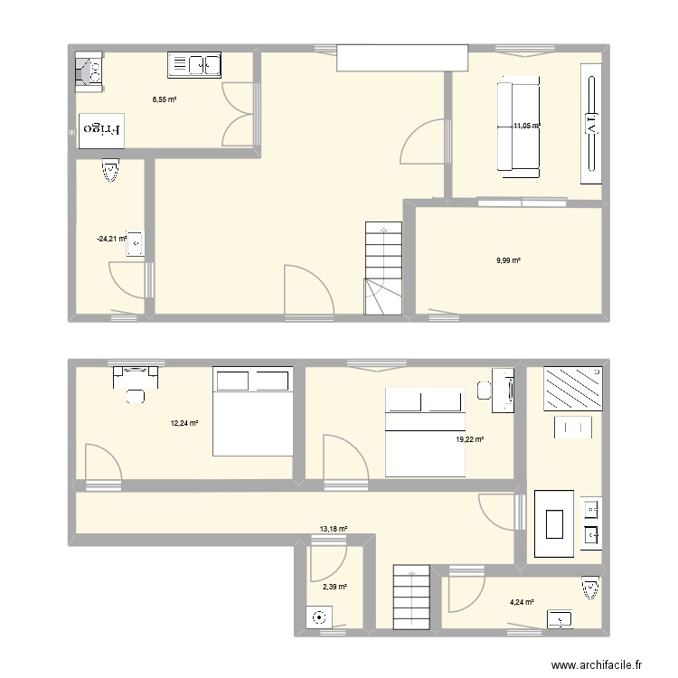 Plan maison cit version 3. Plan de 9 pièces et 86 m2