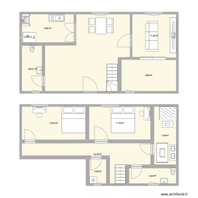 Plan maison cit version 3. Plan de 10 Pièces et 86 m²
