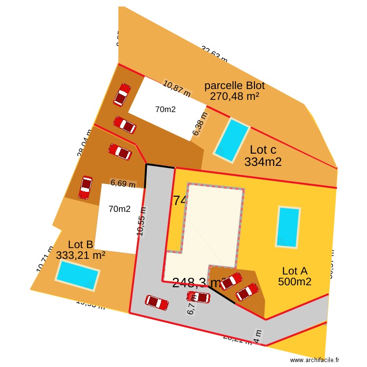 plan _10 blot. Plan de 1 pièce et 134 m2