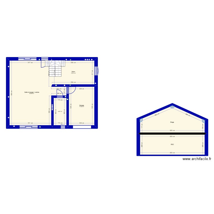 RDC. Plan de 6 pièces et 136 m2